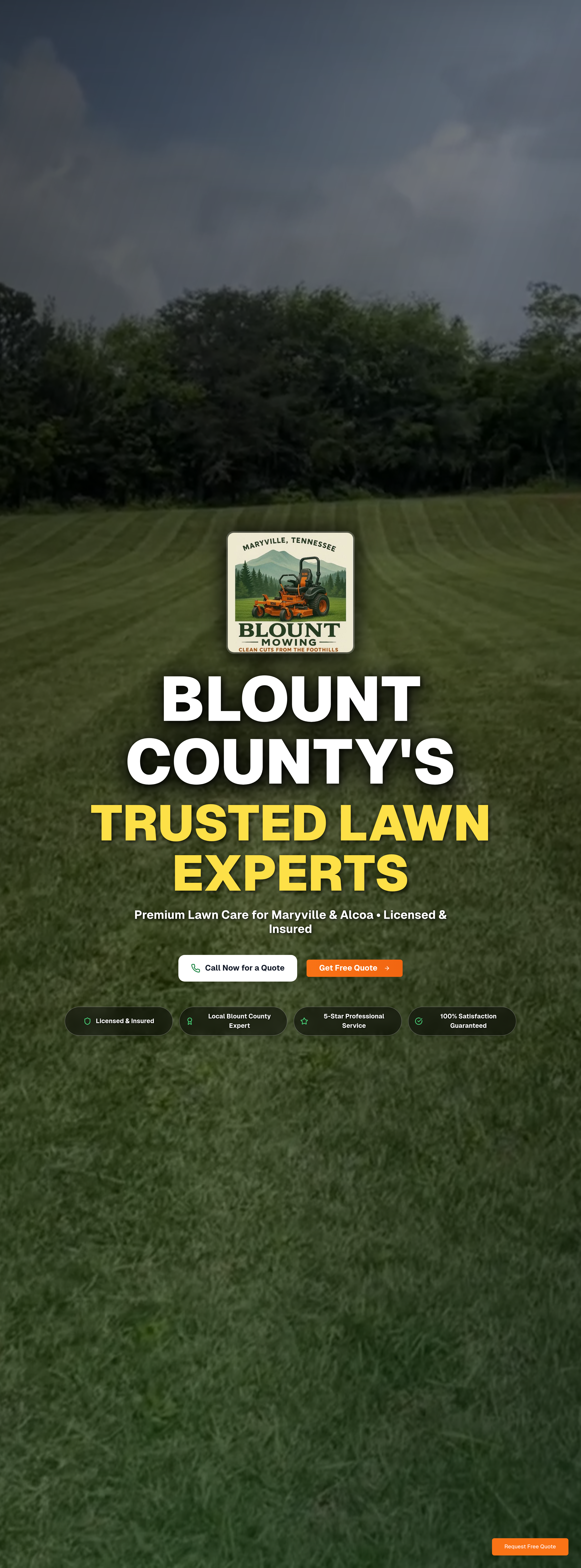 Blount Mowing website screenshot