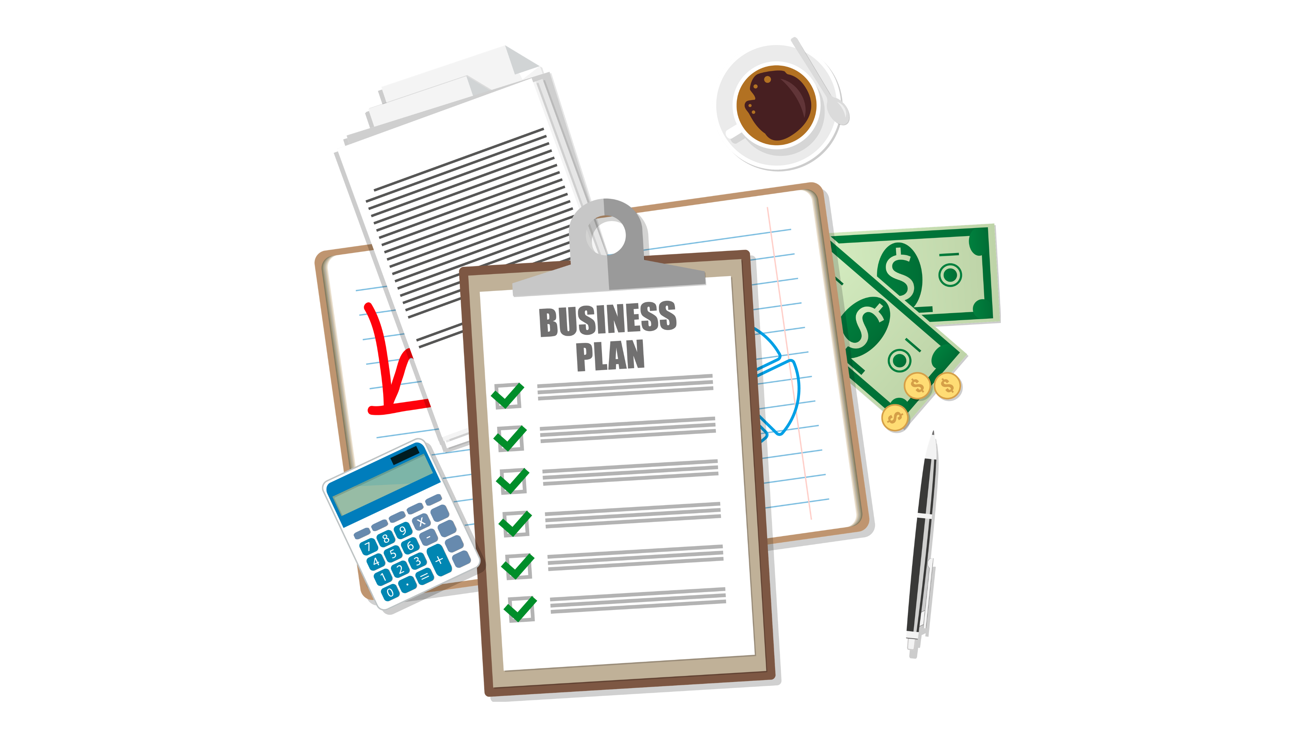 Business planning with clipboard and checklist